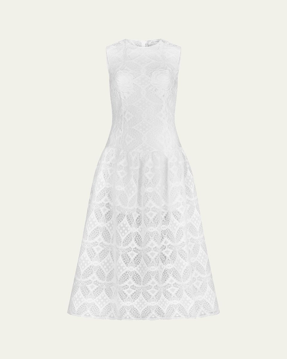 Paola Floral Applique Guipure Midi Dress